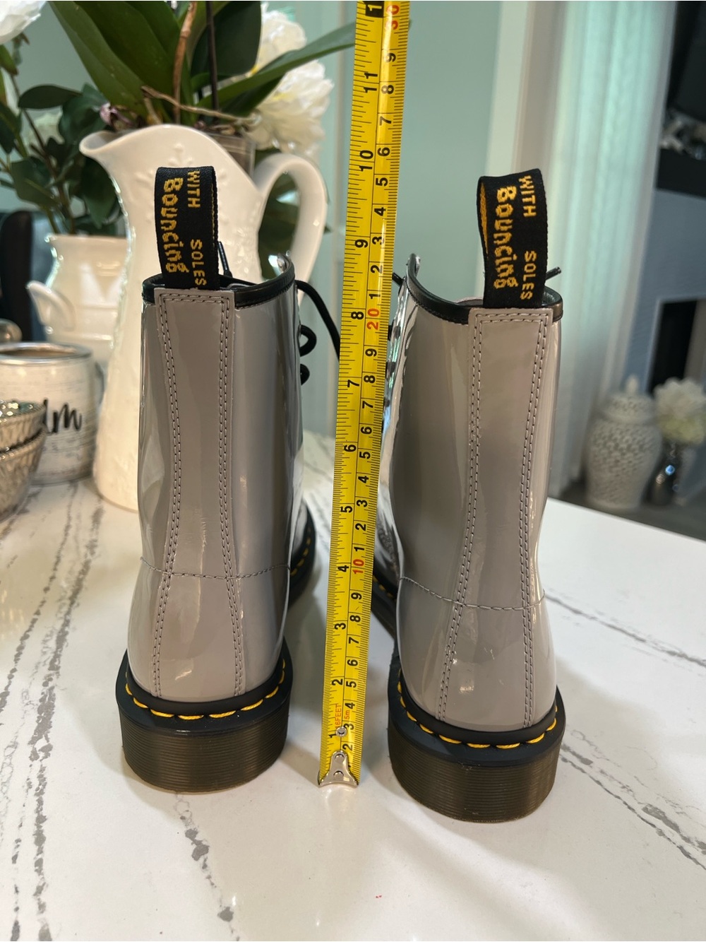 Dr. Martens 1460 Zinc Grey Patent Lamper Boots Sz 10 - Picture 9 of 16